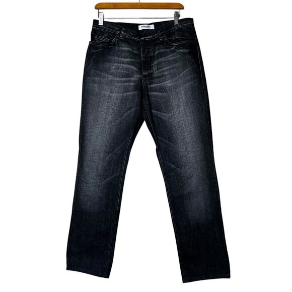 Yves Saintt Laurent Jeans Sz 50 US 16 100% Cotton Black Distressed Straight Leg - Picture 1 of 10